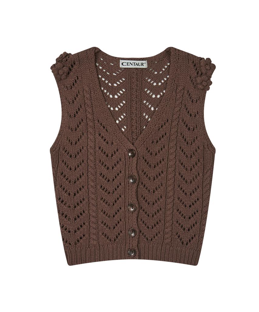 CENTAUR.KR Bb Flower Knit Vest_Brown