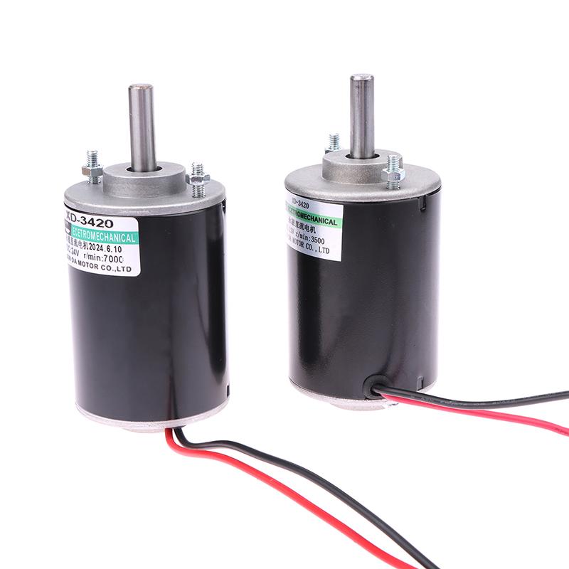 30W 12V-3500Rpm / 24V-7000Rpm 3420 Dc High Speed Motor Speed Adjustable Cw Ccw Threaded Shaft Motor Miniature Dc Small Motor