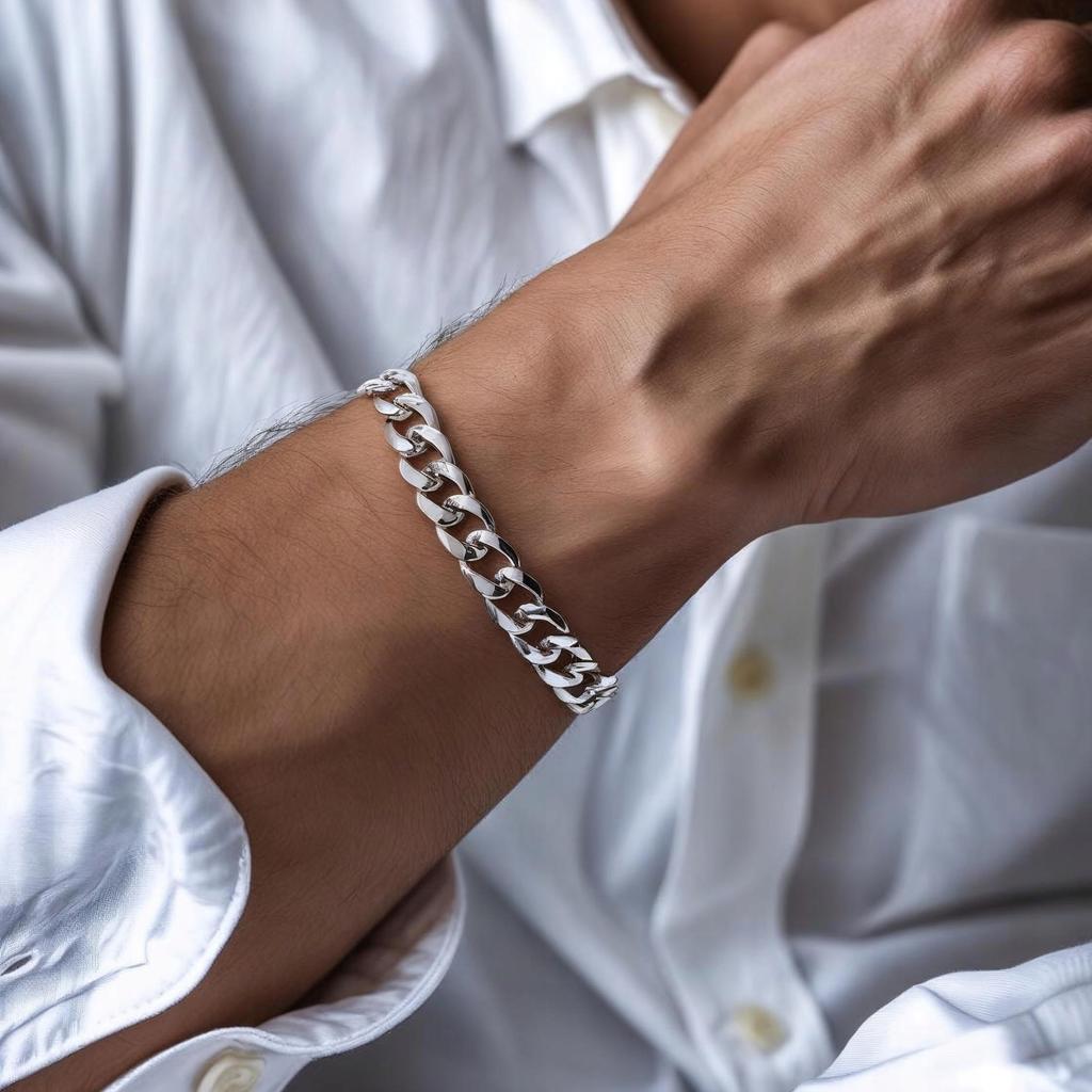 WIDE Men' Silver Bracelet 925 SILVER Armor Bracelet FULL