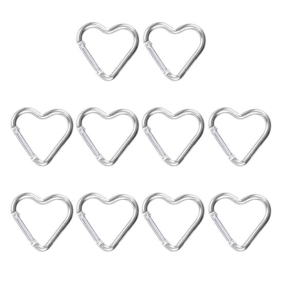 10Pcs Heart Shaped Carabiner Hooks Compact Quick Link Snap Hook Clips Strong Load Bearing Key Holders Camping Supplies