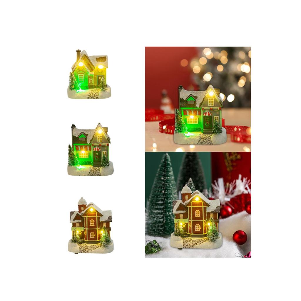 Освещенная Рождественская Деревня Дом Светильник LED Снежная Деревня для Домашней Книжной Полки