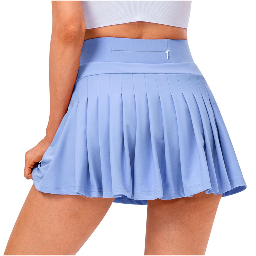 Женские повседневные шорты из двух предметов для бега, летние спортивные шорты для велоспорта, плиссированная юбка для тренажерного зала, йоги, теннисная юбка (с карманами)