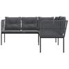 Vidaxl Narożna Sofa Ogrodowa Z Poduszkami, Czarna, Stal I Textilene