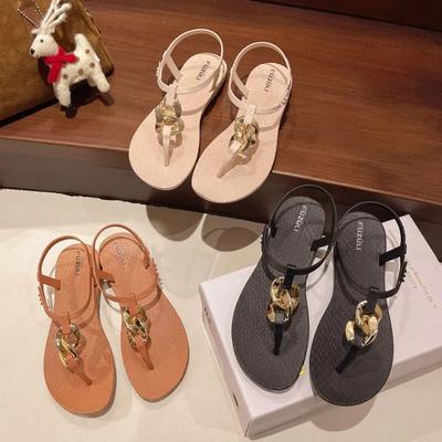 Модные женские сандалии Модные уличные повседневные сандалии Сандалии с дизайном металлической пряжки Нескользящие сандалии на плоской подошве для женщин Летние римские сандалии
