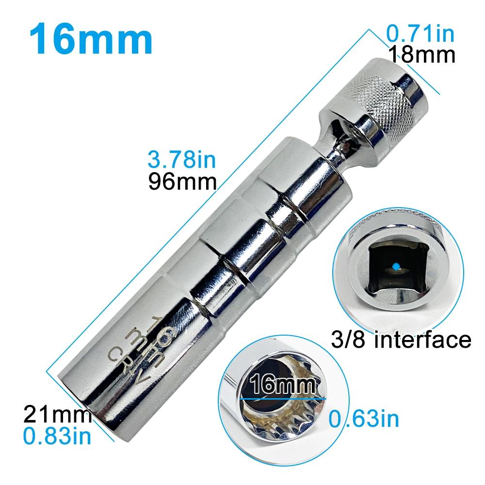Универсальный магнитный наконечник свечи зажигания, тонкостенный универсальный шарнир 14/16 мм, инструмент для разборки свечей зажигания для ремонта автомобилей