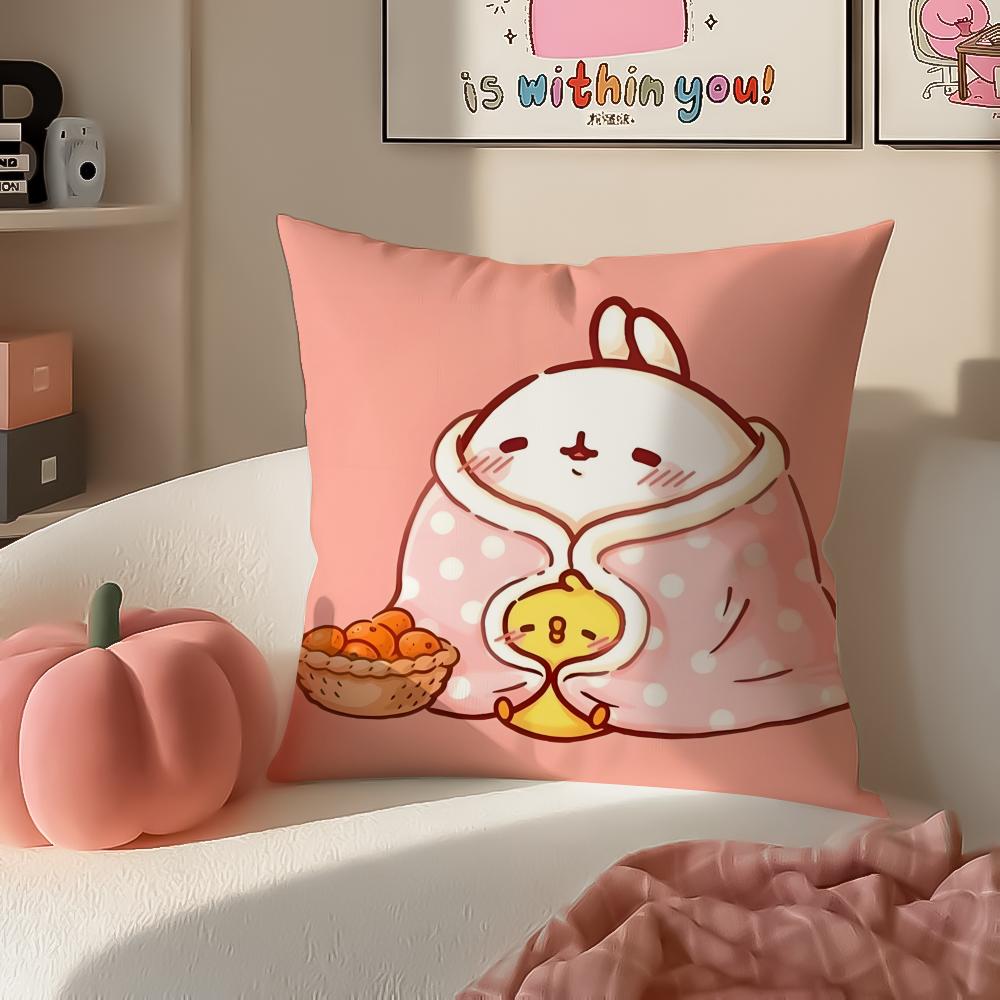 Cute MMolang Cushion Cover Pillowcase Short Plush Invisible zipper Room Sofa Cushion Cover