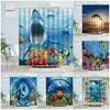 Dolphin Shark Shower Curtain Coral Tropical Fish Sea Turtle Underwater World Landscape Modern Children Bathroom Curtains Decor