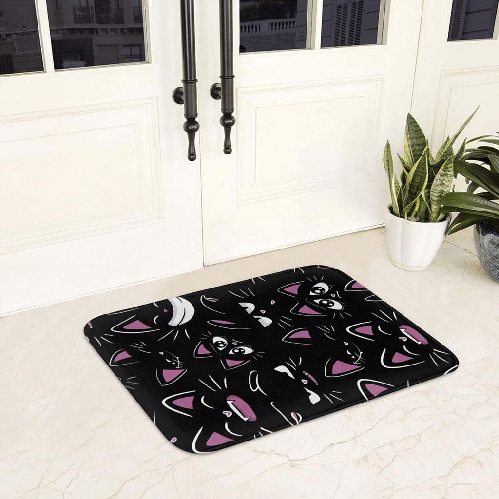 Colorful Cat Silhouettes Cartoon Black Cats Non-slip Doormat Floor Mat Carpet Rug for Kitchen Entrance Home Bedroom Footpad Mats