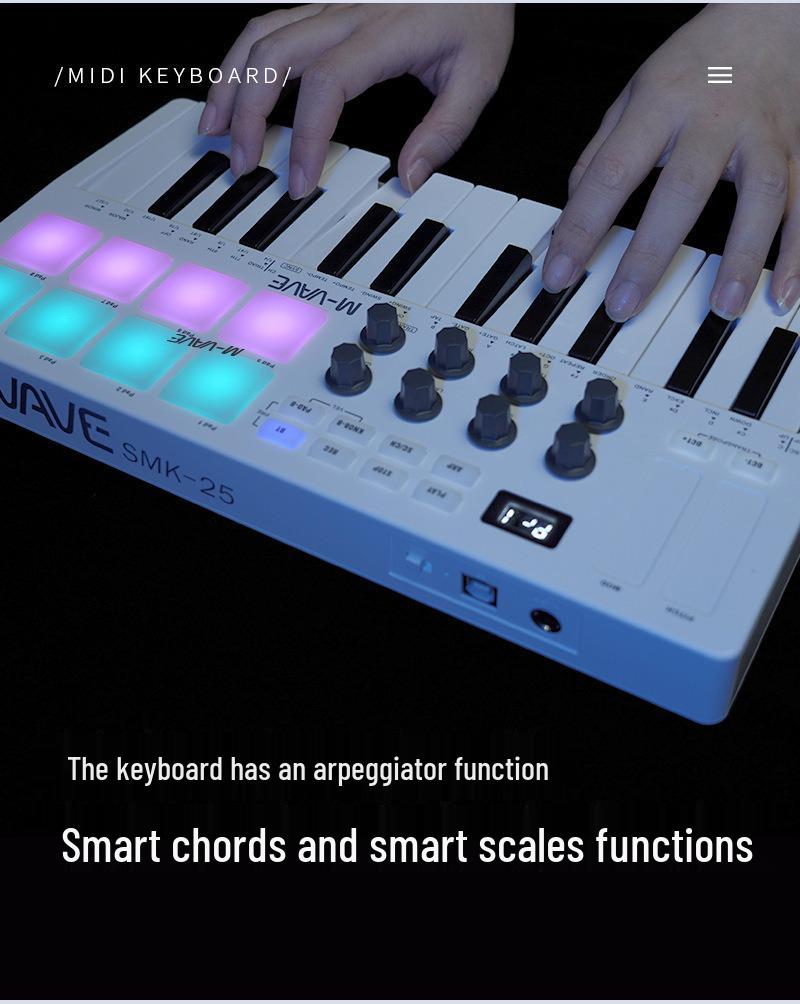 SMK-25 Portable MIDI Keyboard Controller with RGB Drum Pads