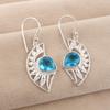 Natural Swiss Blue Topaz Gemstone Silver Earring 1.5" , 925 Sterling Silver Jewelry, Topaz Earring For Gift CE-26-15