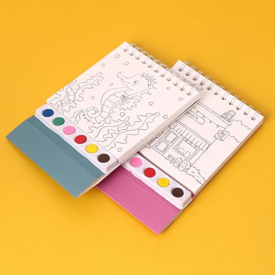 Набор книг для креативного рисования Листы акварельной бумаги с 6 цветовыми сетками Эргономичная кисть Мини-альбом для акварели Дорожный набор для взрослых Подарок