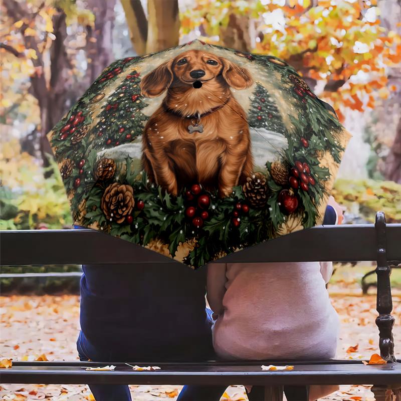 Узор с таксами, автоматический складной зонт, портативная и складная конструкция, 8 спиц, рождественский или день рождения подарок.