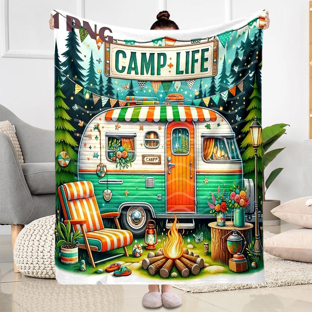 Campfire Night Adventure Blankets are suitable for living rooms,making them an ideal choice for outdoor travel and gifts.