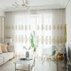 European-Style Vintage Luxury Sheer Embroidered Curtains, Featuring A Top Rod Pocket for Hanging, Suitable for Living Rooms, Dining Rooms