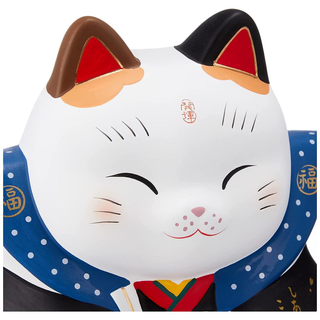 Yakushi Kiln Nishikisai Fukusuke Lucky Cat 4 Height 12cm 7845 No.
