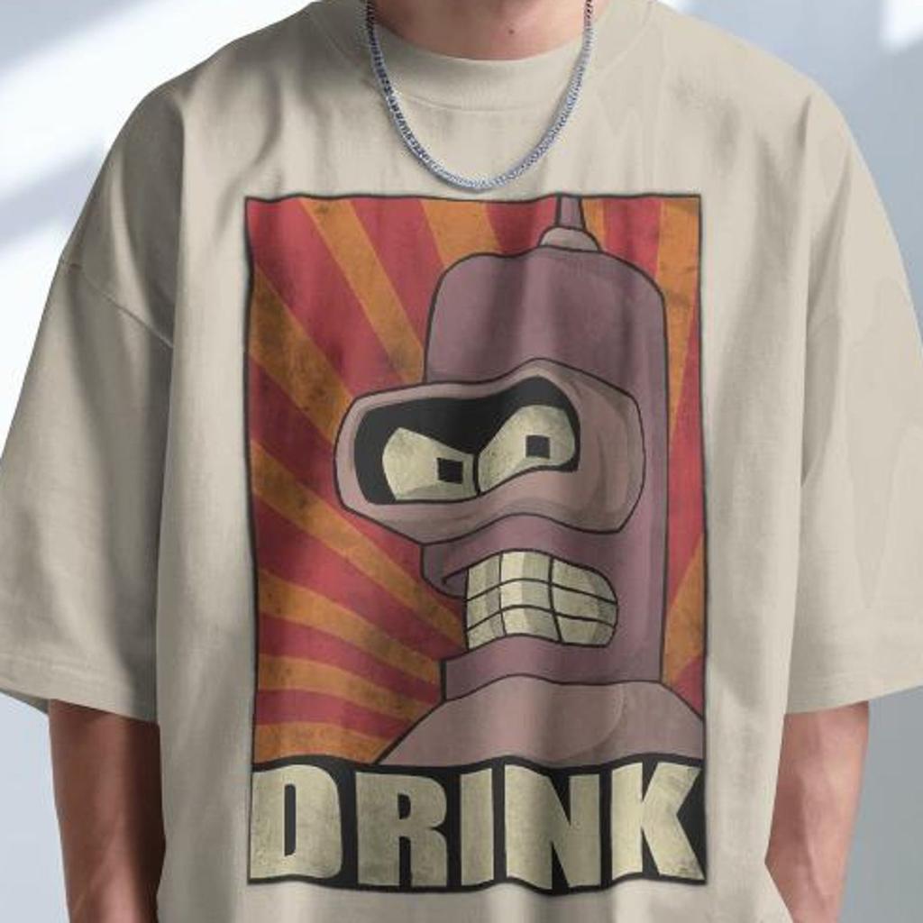 Futurama Bender 'Drink' Graphic Shirt: Unisex Funny Tees, Cartoon Lover Gift