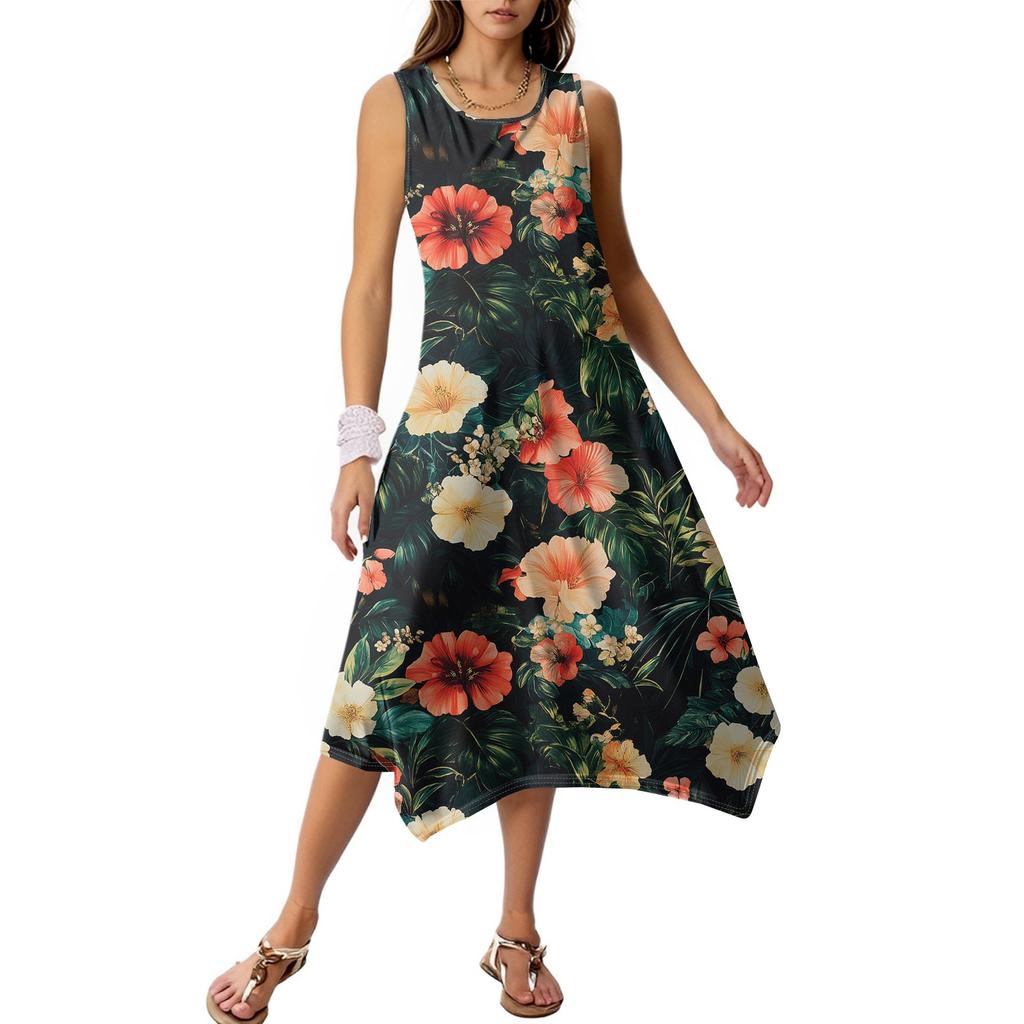 Женское повседневное платье на лето, платье-майка, свободное пляжное платье с карманами, расклешенный миди-сарафан