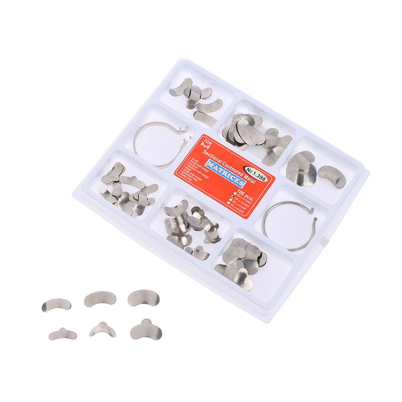 100 шт., 35 мкм, профиль поперечного сечения стоматологической матрицы, металлическая матрица, 2 кольца