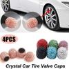 4PCS Crystal Car Tire Valve Caps Diamond Fashion Car Accessories Bling Car Charms Bling Auto Parts