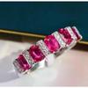 Stamp Temperament Ruby Luxury White Zircon Ring For Women Fashion Jewellery Party Birthday Gift