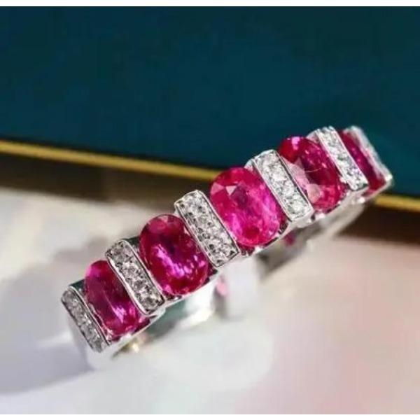 Кольцо Темперамент Рубин Роскошный Белый Циркон для Женщин Модная Бижутерия Вечеринка Подарок на День Рождения