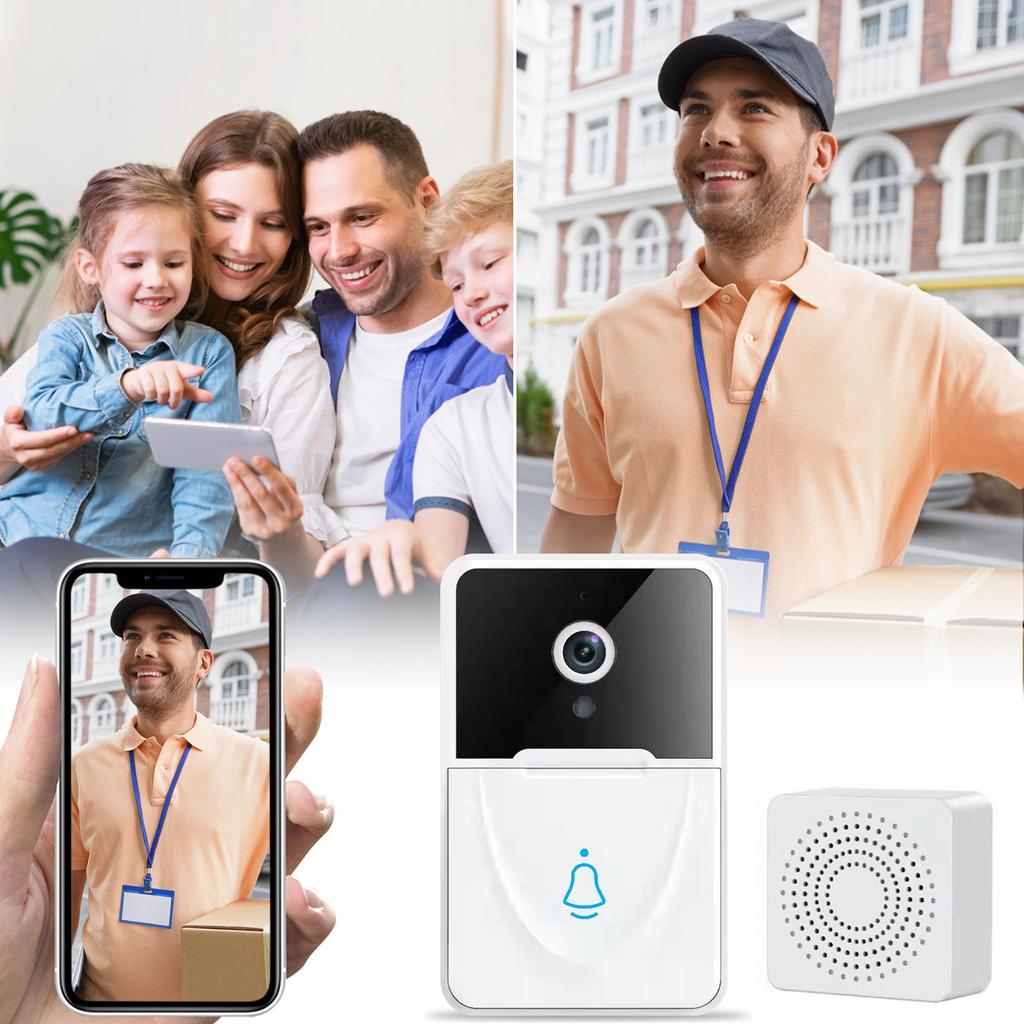 Универсальный умный домашний видеодомофон, Wi-Fi камера, беспроводной дверной звонок, видеодомофон, автоматический индукционный беспроводной умный Wi-Fi дверной звонок