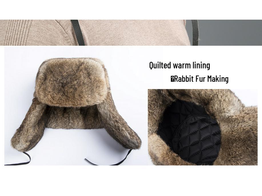 Мужская зимняя шапка-ушанка из искусственного кроличьего меха с защитой ушей - Теплая, утолщенная для пожилых людей и для использования на открытом воздухе