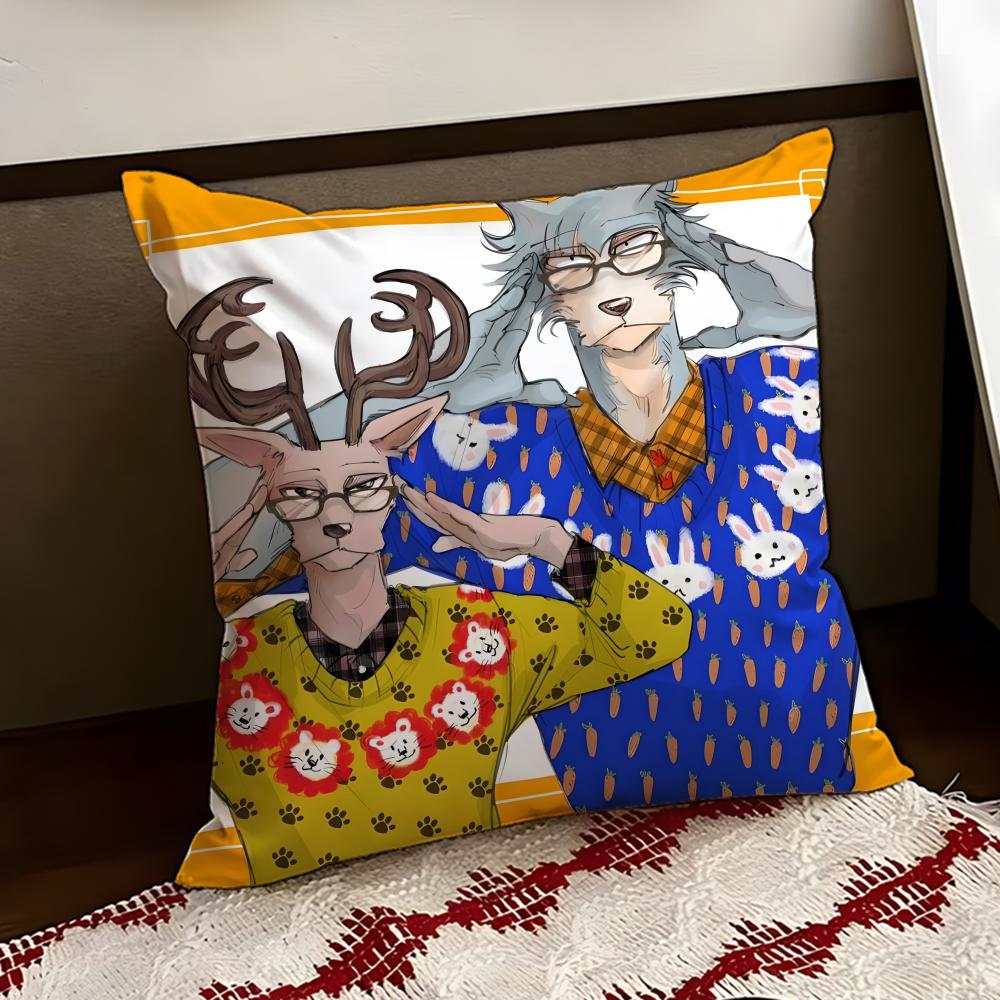Мультяшная наволочка BEASTARS, двусторонняя, мягкая, прочная, для подушки, для дома, автомобиля, многоцелевая, для ежедневного комфорта