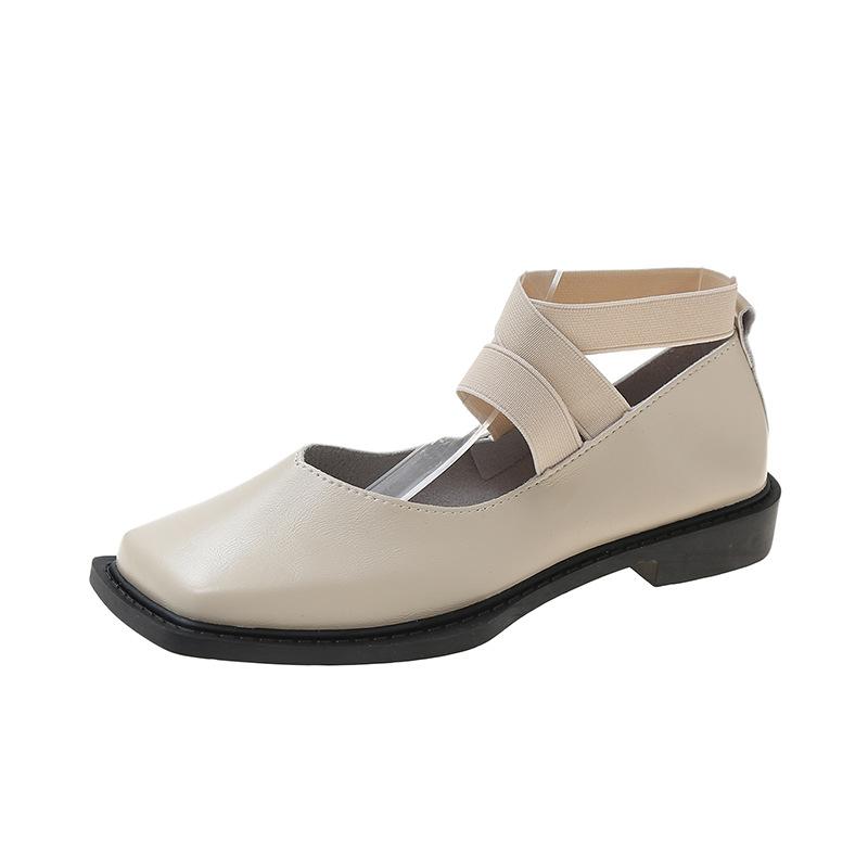 Мода 2024 года, новый дизайн, туфли Мэри Джейн, женские, элегантные, с квадратным носком, на плоской подошве, летняя мода, повседневная обувь с перекрестными ремешками и эластичной резинкой для женщин