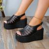 Fashion Wedges Shoes for Women 2024 Summer Solid Color Simple Women's Roman Sandals Stylish Open Toe Platform Sandals Plus Size 43