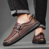 Fashion High Quality Handmade Stitched Business Men Leather Shoes Fashion Comfortable Loafers Flat Bottomed Outdoor Walking Sports Shoes