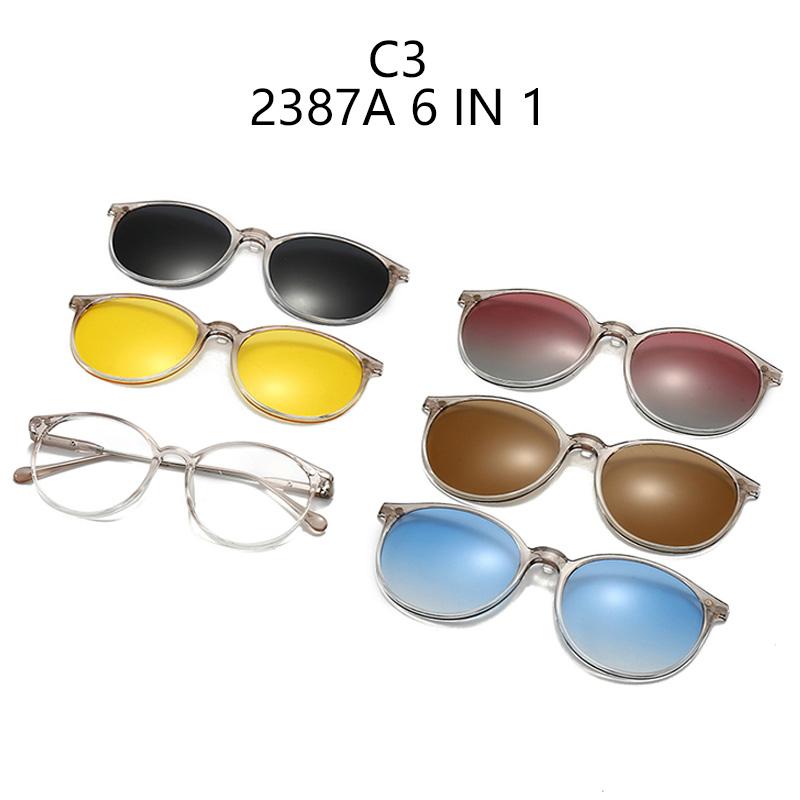 Oval Frame 6 In 1 Frame Women Myopia Sunglasses Fashion Magnetic Clip On Glasses Prescription Eyeglas