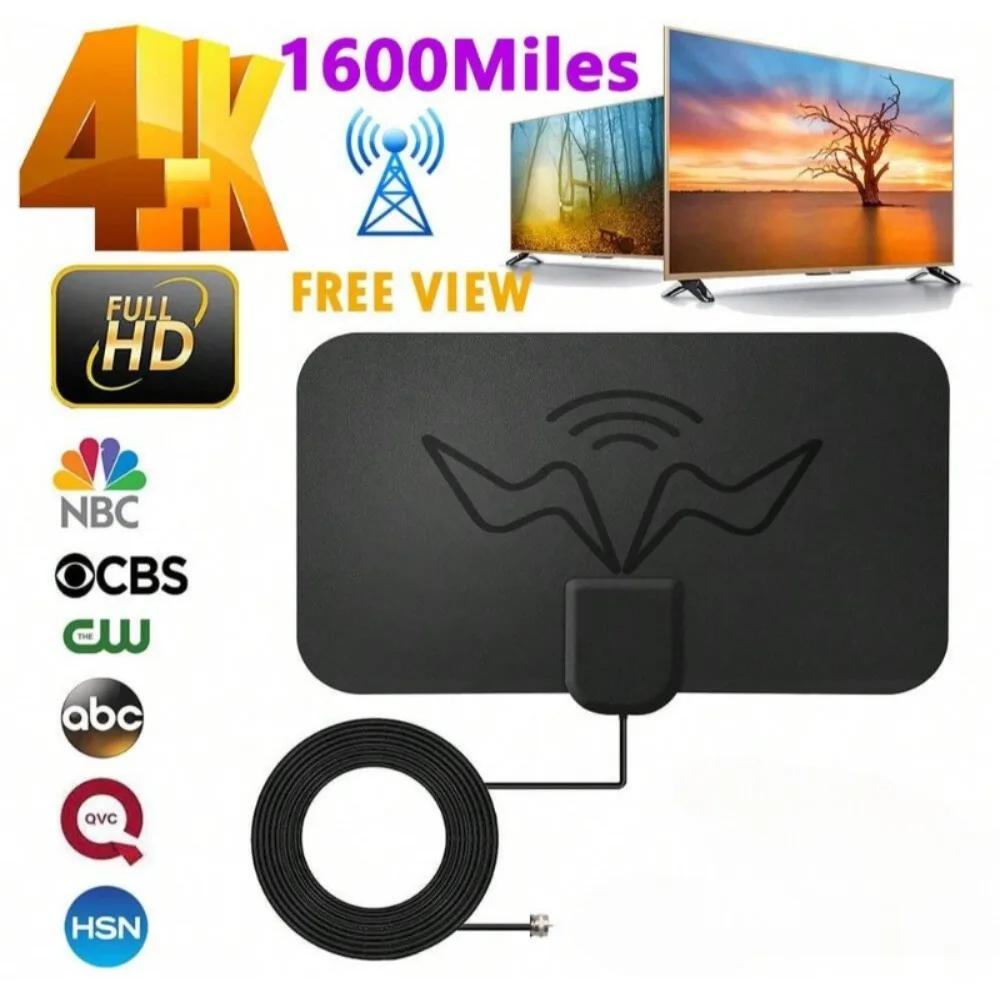 4K Высокий коэффициент усиления HD ТВ DTV Бокс Цифровая ТВ антенна Вилка ЕС Усилитель Активная комнатная антенна HD Плоский дизайн С усилителем сигнала