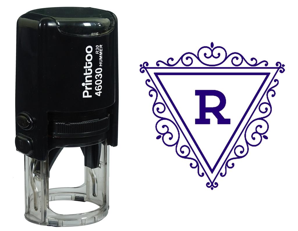 Printtoo R Alphabet Swirl Border Triangle Monogram Initial Self Inking Rubber Stamp Office