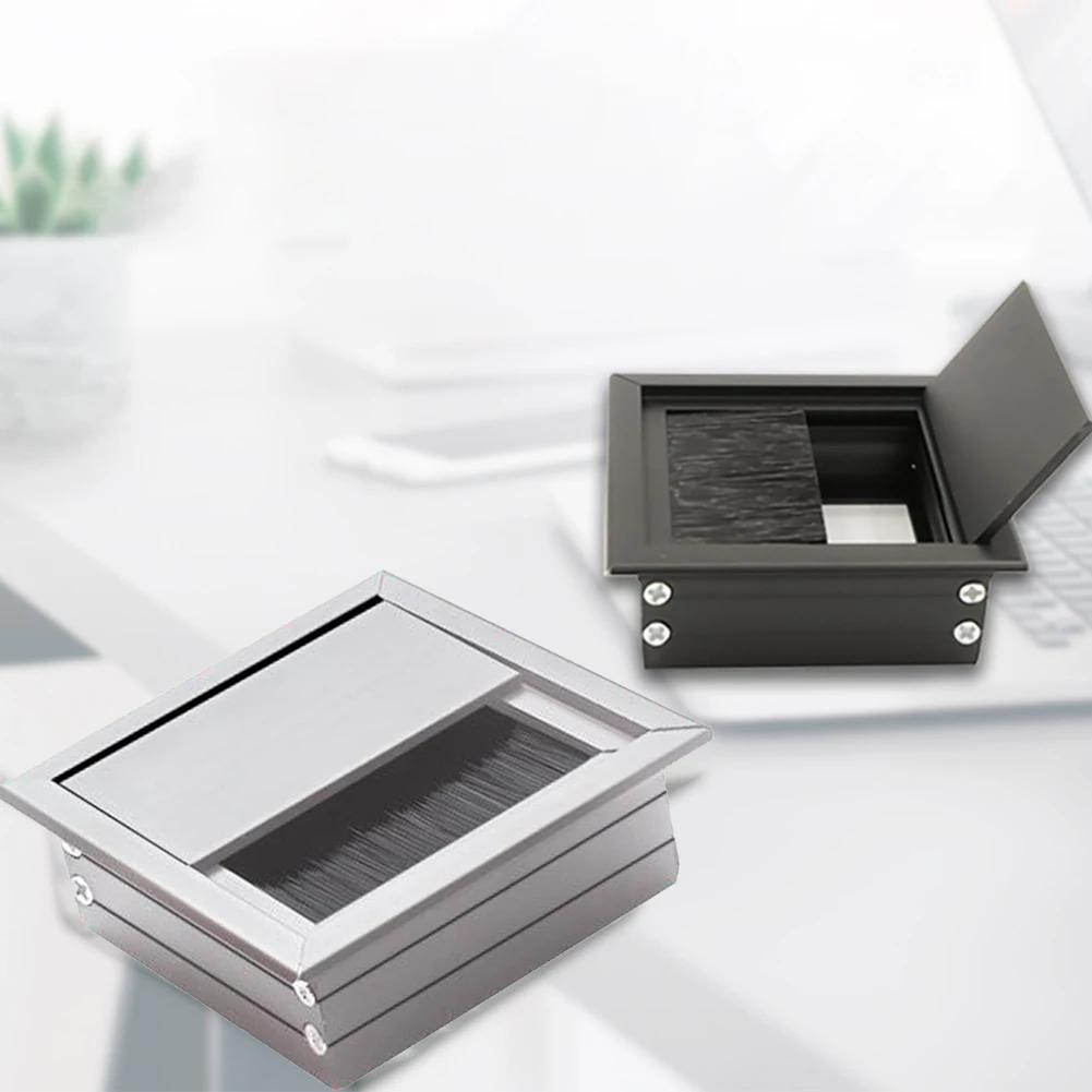 Крышка для отверстия кабеля провода, крышка для отверстия с втулкой, квадратный алюминиевый сплав, стол для компьютера, ПК, держатель для кабеля