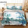 Пододеяльник с рисунком тушью King Queen, китайский пейзаж, комплект постельного белья для взрослых, идиллический пейзаж, горы, полиэстер, пододеяльник