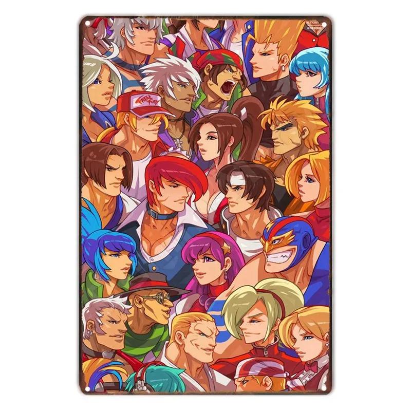 Аниме The King Of Fighters Винтажная Металлическая Табличка, Постер Настенного Искусства, Файтинги, Ретро Табличка для Бара, Клуба, Мужской Пещеры, Домашний Декор Стен