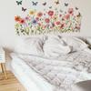 2 Sheets Living Room Wall Stickers Flower Butterflies Pattern Colorful Decals Self-adhesive Wall Art Murals Living Room Bedroom Decor