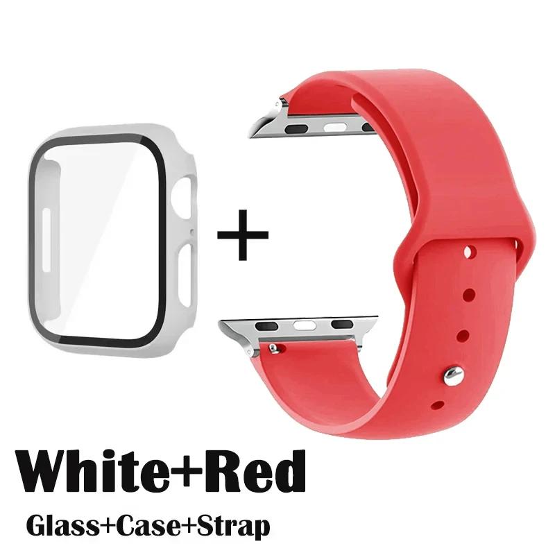 Стекло+корпус+ремешок для Apple Watch Band 42 мм 44 мм 41 мм 40 мм 38 мм 45 мм 49 мм Защитные пленки для Apple IWatch Series 8 7 6 SE 5 4