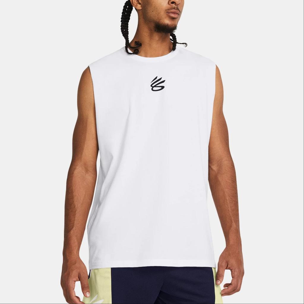 Under Armour Comfortable Printed Pullover Crew Neck Sleeveless Vest Men Tops White 1383377-100