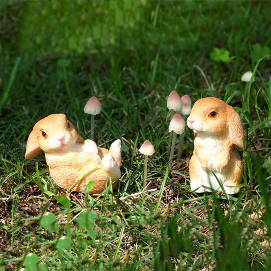 4 шт. Мини-статуэтки кроликов, миниатюрные фигурки кроликов из смолы, пасхальный декор, скульптуры кроликов для поделок своими руками, сад фей, весенний декор стола
