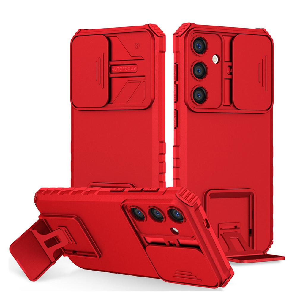 KEYSION Shockproof Case for Samsung S25 Ultra 5G S25+ Plus Slide Camera Lens Protection Live Stand Phone Cover for Galaxy S24 FE 5G