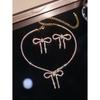 Rhinestone Bow Choker Necklace Earrings Set Sparkling Bow Jewelry Set for Parties Weddings Prom