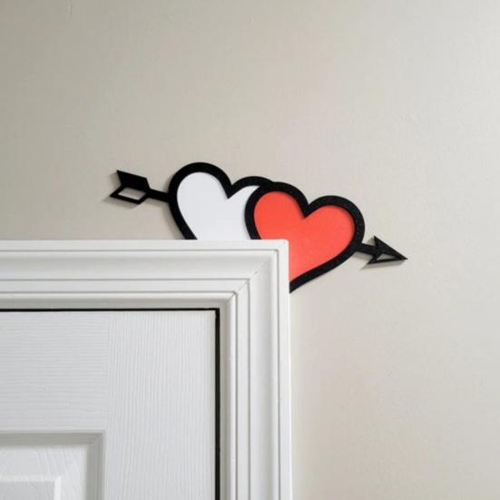 Украшение угла двери ко Дню святого Валентина, деревенская деревянная дверная рама в форме сердца