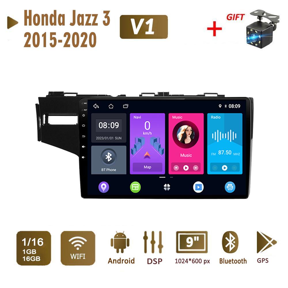 Автомобильная магнитола Android стерео для Honda Jazz 3 2015-2020 Fit 3 GP GK 2013-2020 2 Din Мультимедийная навигация Carplay Авторадио GPS WIFI Головное устройство 4 + 64 ГБ