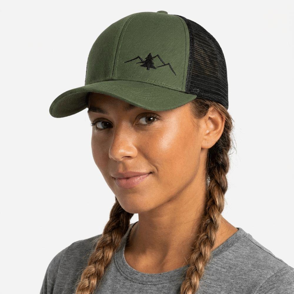 Mountain Embroidery Mesh Cap Adjustable Fit Sun Shading Hat Breathable Hat Unisex Wear