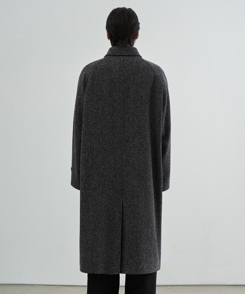 Musinsa Standard Wool Blend Twill Tweed Oversized Balmacaan Coat [Dark Grey]