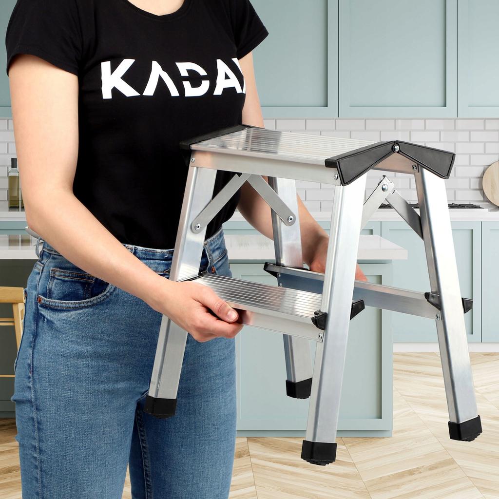 KADAX Алюминиевая складная лестница для дома с 2-3 ступеньками и платформой 125 кг. Польский продукт