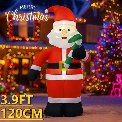3,9 фута Рождественский Праздник Надувное Дворовое Украшение Светодиодный Дед Мороз Леденец Рождественское Украшение для Дома Праздничная Игрушка Подарочные Принадлежности