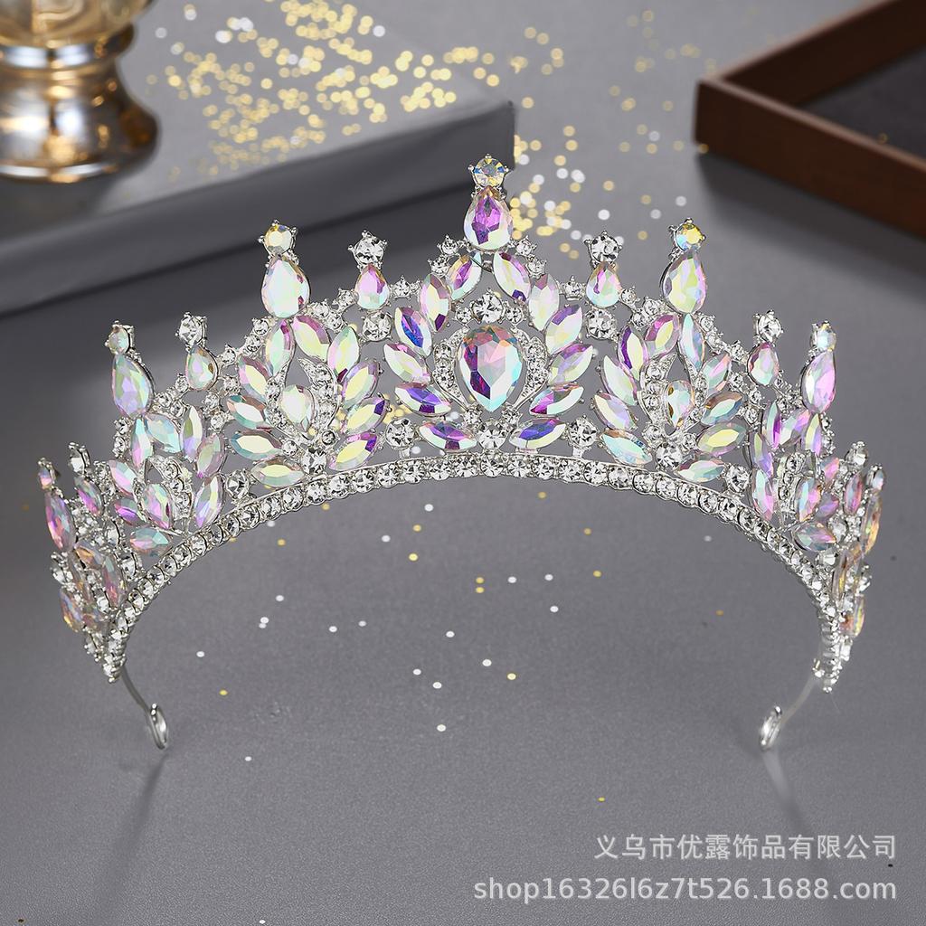 Bridal Crown Headgear Colored Rhinestone Headband Baroque Crown Wedding Dress Accessories Hair Accessories